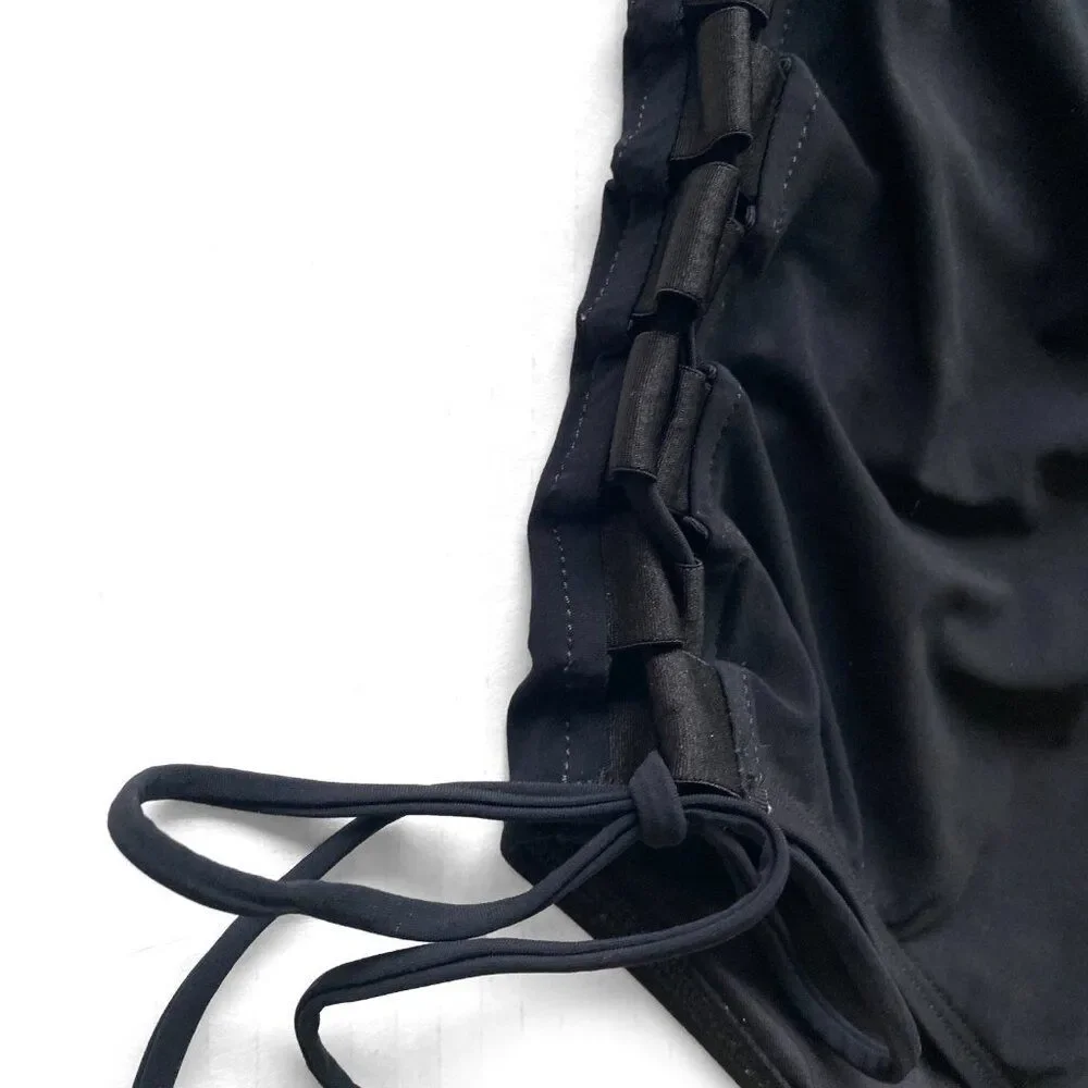 Zimmermann Black Lace-Up One-Piece Swimsuit
